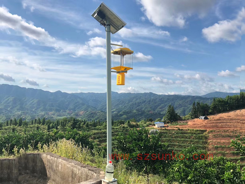 河南茶园频振式太阳能杀虫灯安装效果图片